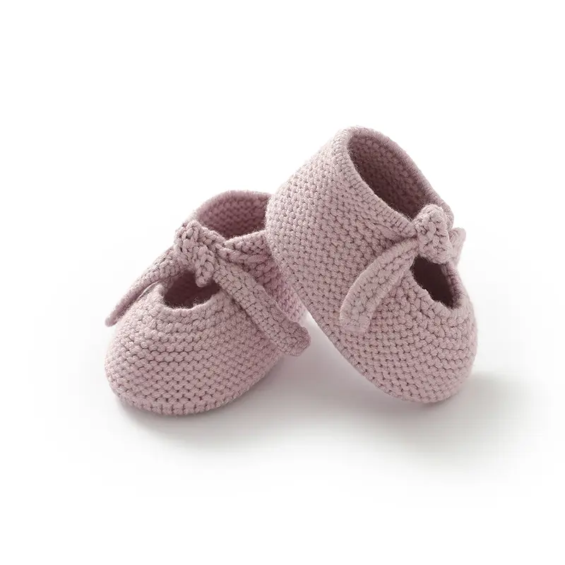 Baby Shoes Knit Newborn Boy Girls Bed Boots Fashion Cute Bow Infant Clothing Accessories Toddler Children Shallow Footwear 0-18M