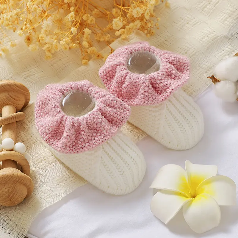 Newborn Baby Shoes Knitted Infant Boy Girl Footwear 0-18M Fashion Patchwork Ruffles Children Bed Walk Boots Warm Shallow Autumn