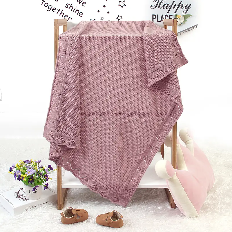 Baby Blankets Knitted Infant Boy Bedding Girl Quilt 100*80CM Plaid Newborn Stroller Swaddling Wrap Fashion Hollow Out Super Soft