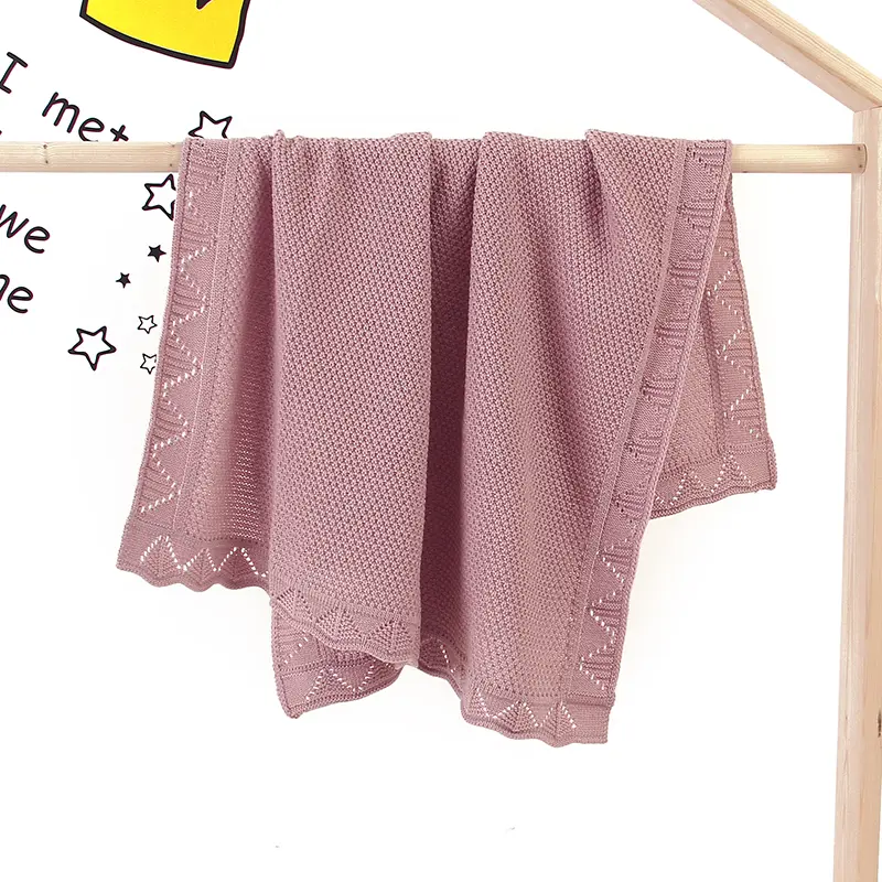 Baby Blankets Knitted Infant Boy Bedding Girl Quilt 100*80CM Plaid Newborn Stroller Swaddling Wrap Fashion Hollow Out Super Soft
