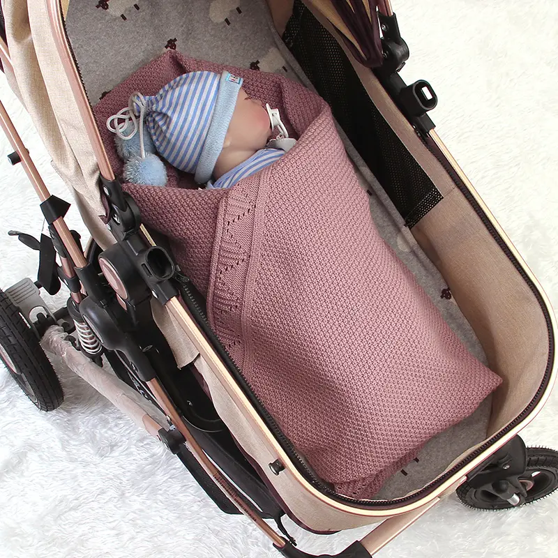 Baby Blankets Knitted Infant Boy Bedding Girl Quilt 100*80CM Plaid Newborn Stroller Swaddling Wrap Fashion Hollow Out Super Soft