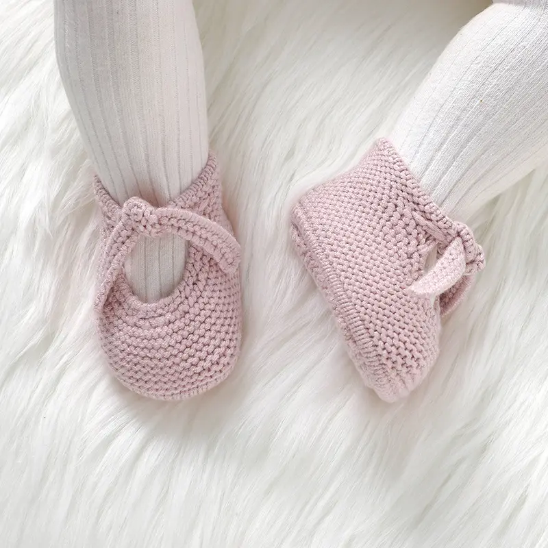 Baby Shoes Knit Newborn Boy Girls Bed Boots Fashion Cute Bow Infant Clothing Accessories Toddler Children Shallow Footwear 0-18M