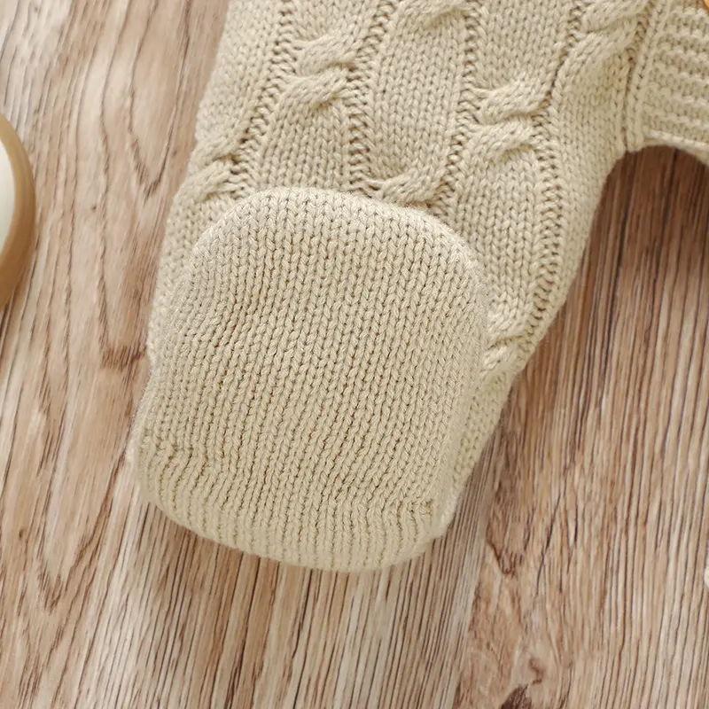 Newborn Baby Romper Fashion Solid Knit Infant Boy Girl Jumpsuit Long Sleeve 0-18M Toddler Clothes Foot Wrap Warm Overalls Autumn
