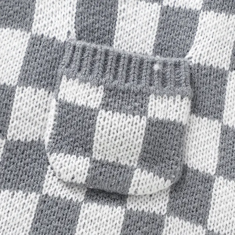 Newborn Baby Romper Knitted Infant Boy Jumpsuit Sleeveless Autumn Toddler Kid Sling Clothing Fashion Plaid Pocket 0-18M Overalls