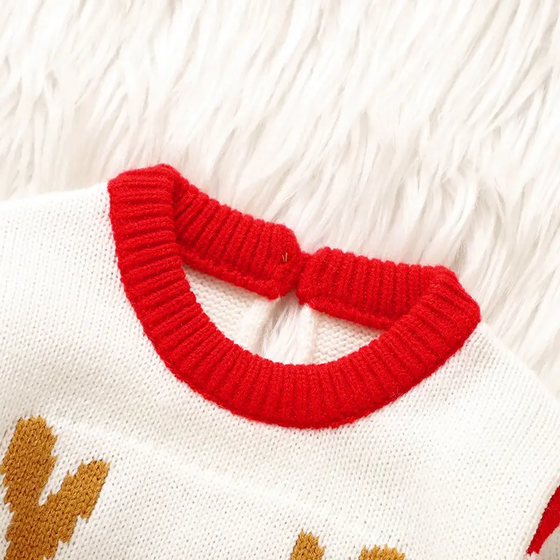 Christmas Baby Romper Fashion Cute Elk Infant Boy Girl Jumpsuit Knitted Newborn Kid Xmas Clothes 0-18M Overalls Long Sleeve Warm