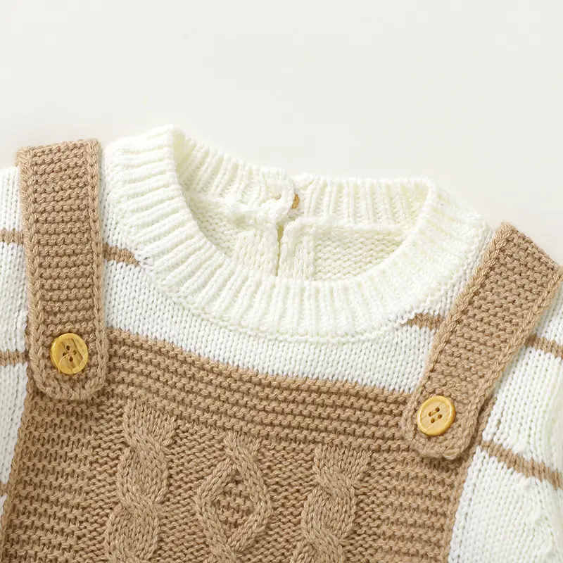 Newborn Baby Romper Knit Infant Boy Girl Jumpsuit Long Sleeve Autumn Children Kid Clothing 0-18M Fashion Striped Overalls Spring