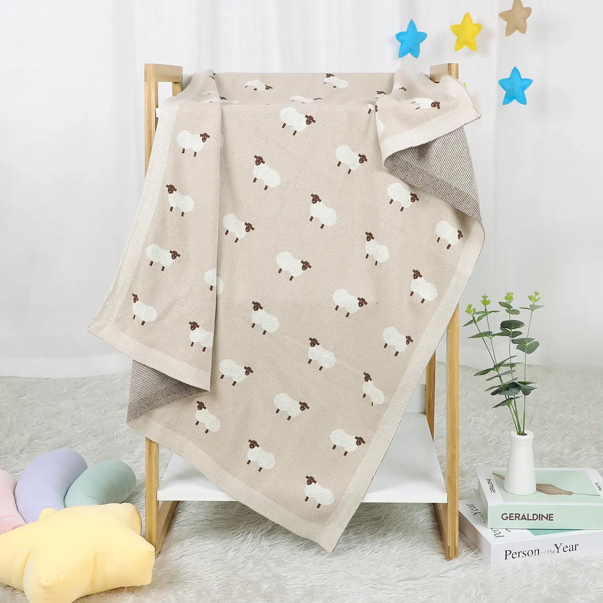 Baby Blanket 100%Cotton Knitted Infant Girl Boy Bedding Quilt 100*80CM Newborn Stroller Swaddling Fashion Cute Sheep Plaids Warm