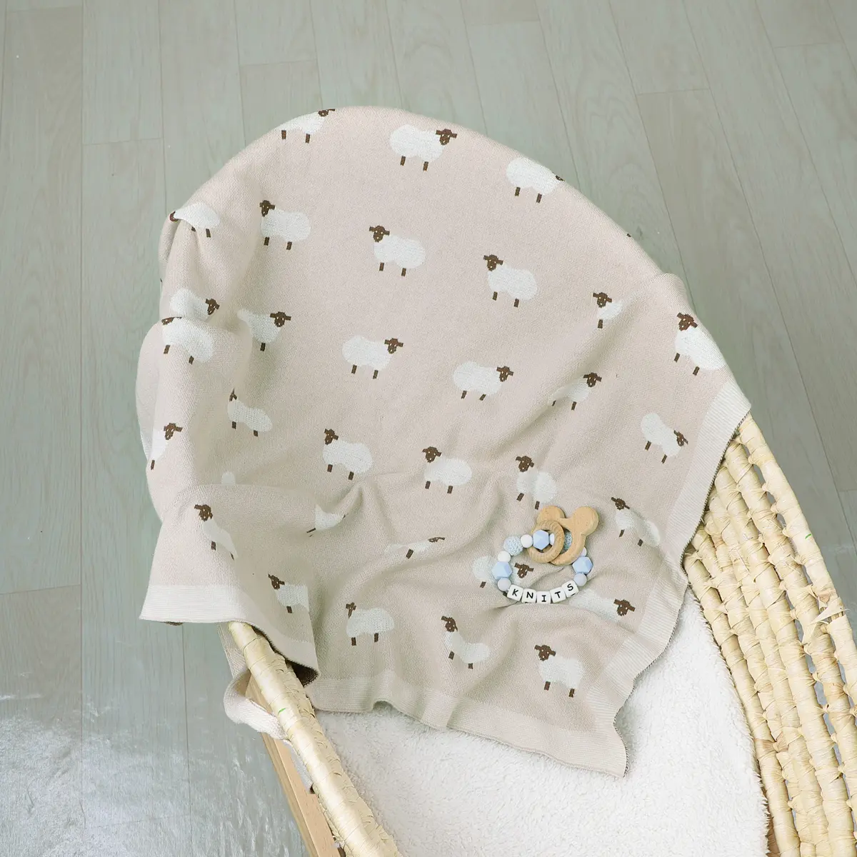Baby Blanket 100%Cotton Knitted Infant Girl Boy Bedding Quilt 100*80CM Newborn Stroller Swaddling Fashion Cute Sheep Plaids Warm