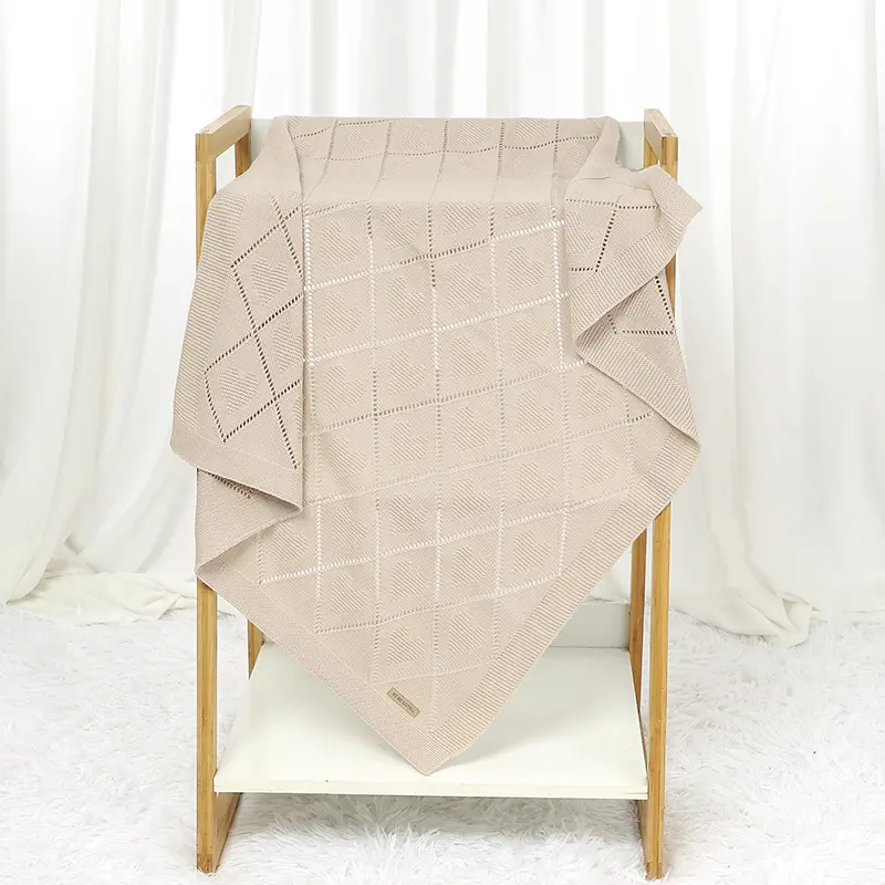 Baby Blanket Cotton Knit Newborn Boy Girl Bedding Quilt 90*70CM Infant Stroller Swaddling Fashion Solid Loving Plaids Super Soft