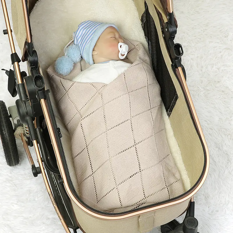 Baby Blanket Cotton Knit Newborn Boy Girl Bedding Quilt 90*70CM Infant Stroller Swaddling Fashion Solid Loving Plaids Super Soft