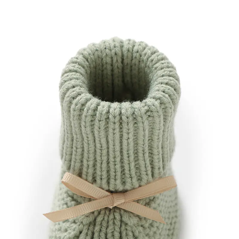 Infant Baby Shoes Knit Newborn Girl Boy Boots Footwear Fashion Solid Bow Toddler Bedding Clothes Accessories 0-18M Warm Handmade