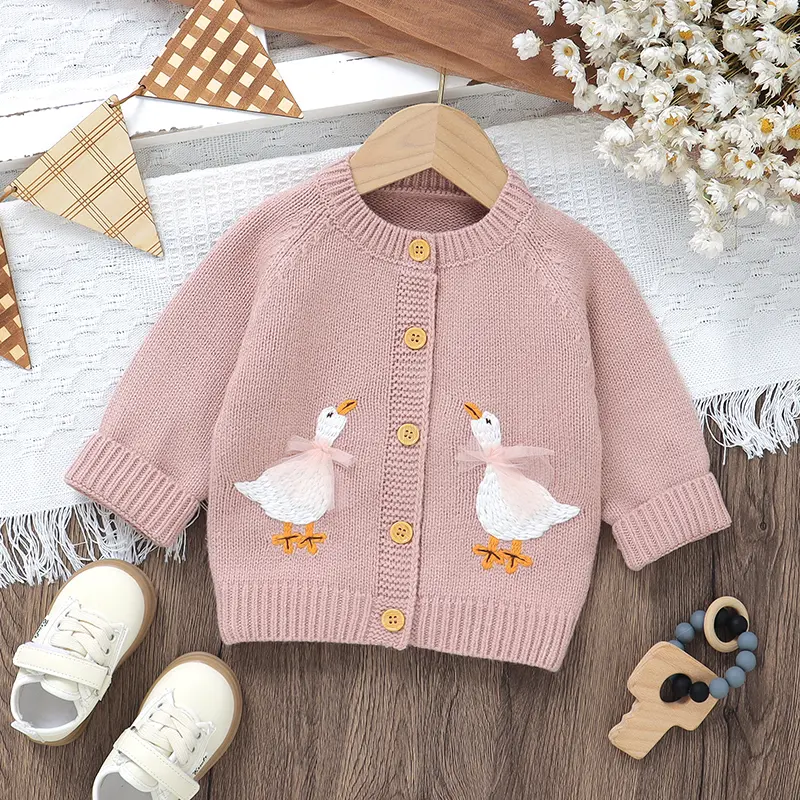 Autumn Baby Sweater Knit Infant Boy Girl Cardigan Fashion Cute Cartoon Goose Newborn Children Clothes Long Sleeve Tops Outerwear