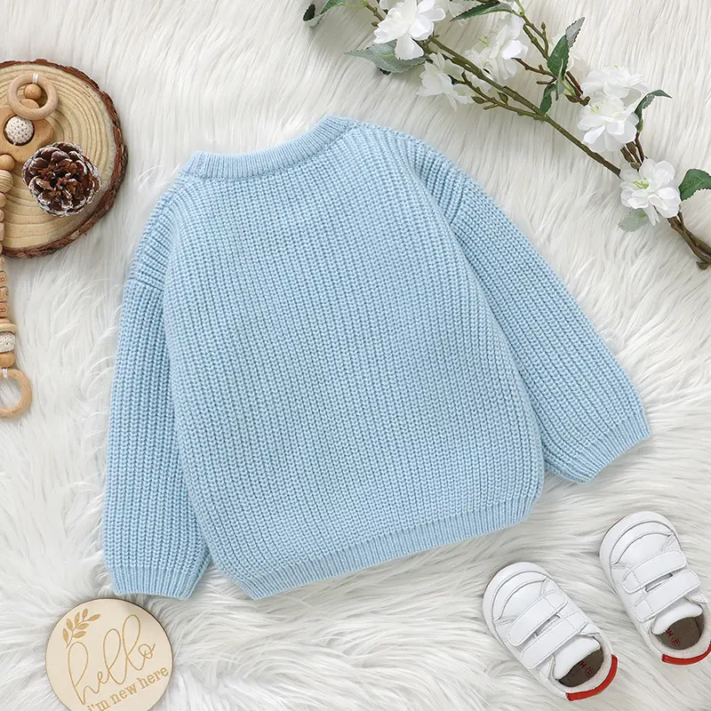 Baby Sweater Knitted Newborn Kid Clothing Fashion Embroidered Letters Tops Outerwear Infant Girl Boy Pullover Long Sleeve Autumn
