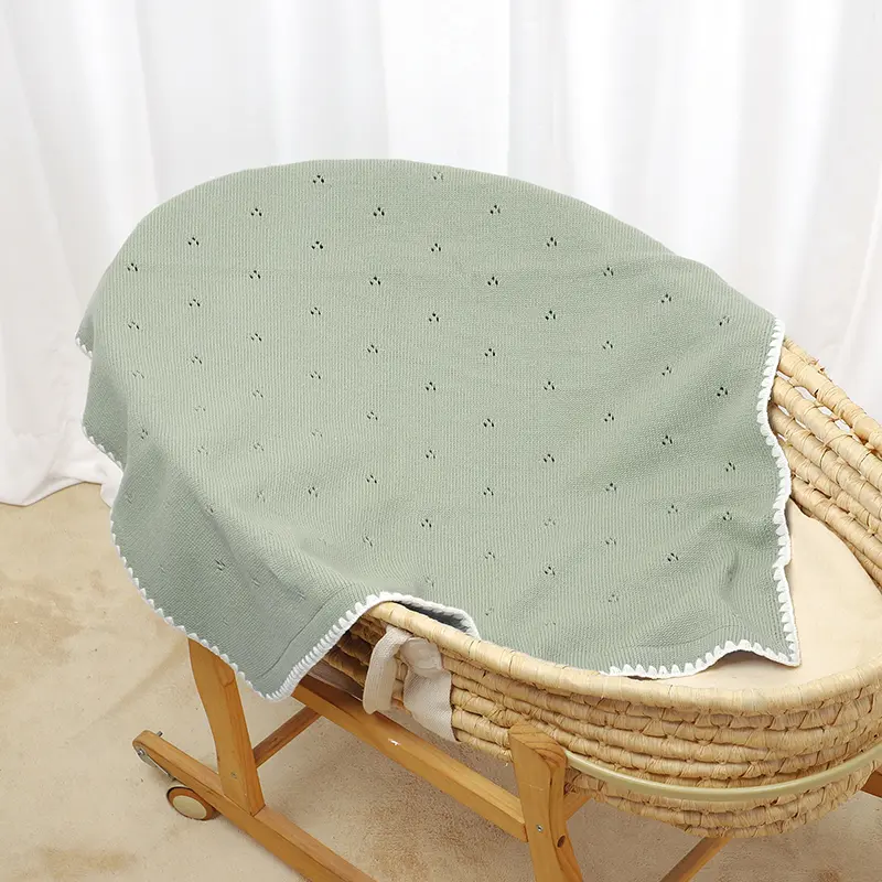 Baby Blanket Knitted Infant Stroller Swaddling Wrap 90*70CM Plaid Super Soft Newborn Boys Girls Bedding Quilt Fashion Hollow Out