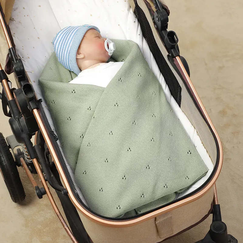 Baby Blanket Knitted Infant Stroller Swaddling Wrap 90*70CM Plaid Super Soft Newborn Boys Girls Bedding Quilt Fashion Hollow Out