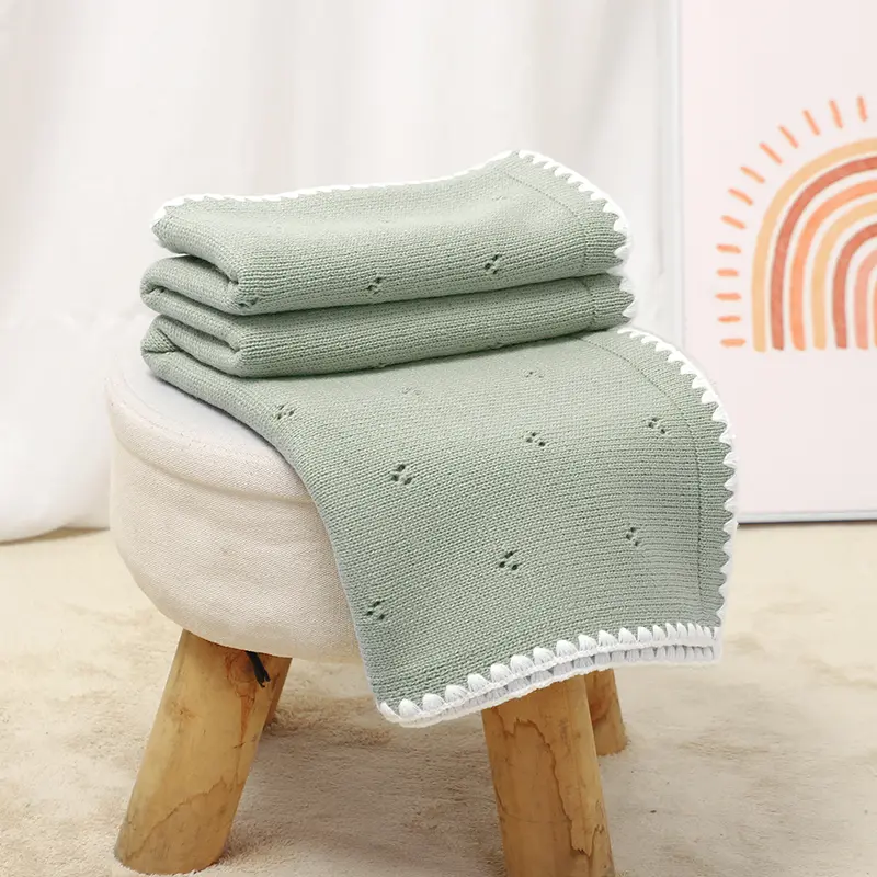 Baby Blanket Knitted Infant Stroller Swaddling Wrap 90*70CM Plaid Super Soft Newborn Boys Girls Bedding Quilt Fashion Hollow Out
