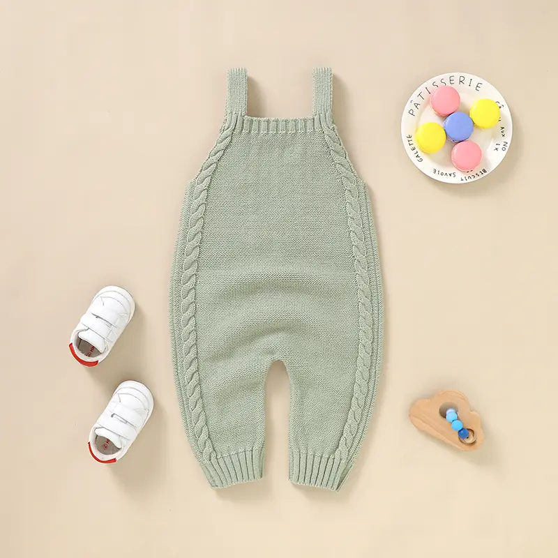 Newborn Baby Romper Knit Infant Boy Girl Jumpsuit Sleeveless Toddler Children Sling Clothes Fashion Solid 0-18M Overalls Sweater