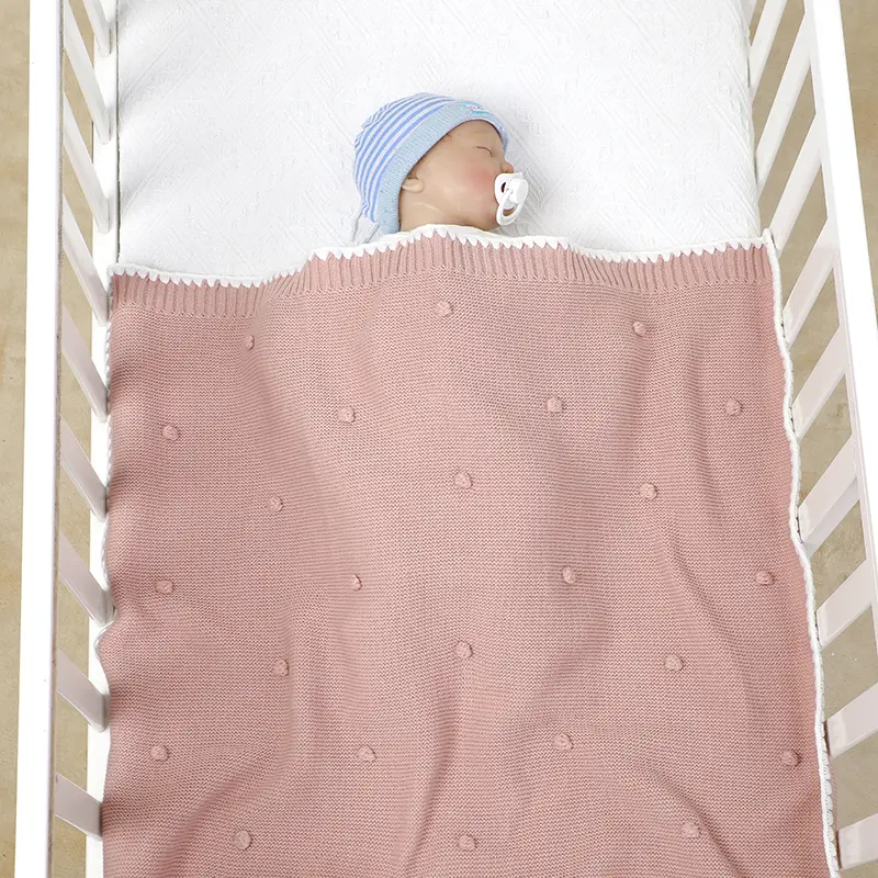 Newborn Baby Blanket 90*70cm Infant Boy Girl Bedding Quilt Knit Srtoller Swaddling Super Soft Plaids Sleepsack Fashion Solid Dot