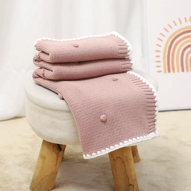 Newborn Baby Blanket 90*70cm Infant Boy Girl Bedding Quilt Knit Srtoller Swaddling Super Soft Plaids Sleepsack Fashion Solid Dot