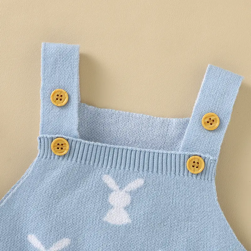 Baby Bodysuits Cotton Knitted Toddler Kid Sling Clothes 0-18M Overalls Cute Rabbits Infant Boy Girl Jumpsuit Sleeveless Newborns