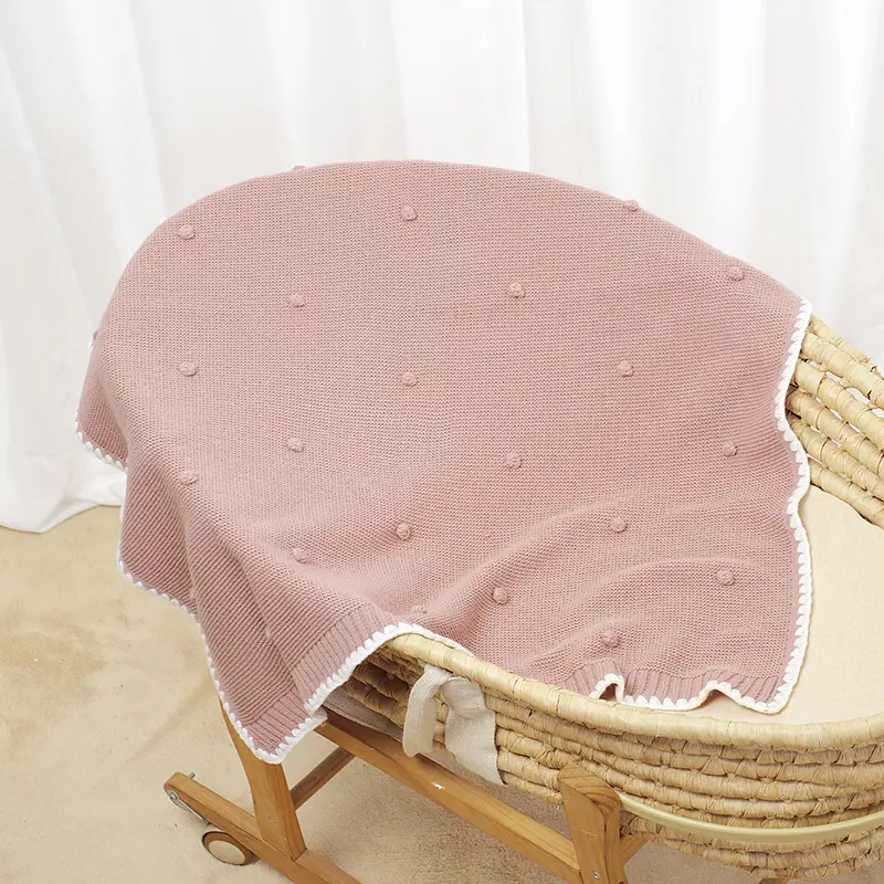 Newborn Baby Blanket 90*70cm Infant Boy Girl Bedding Quilt Knit Srtoller Swaddling Super Soft Plaids Sleepsack Fashion Solid Dot