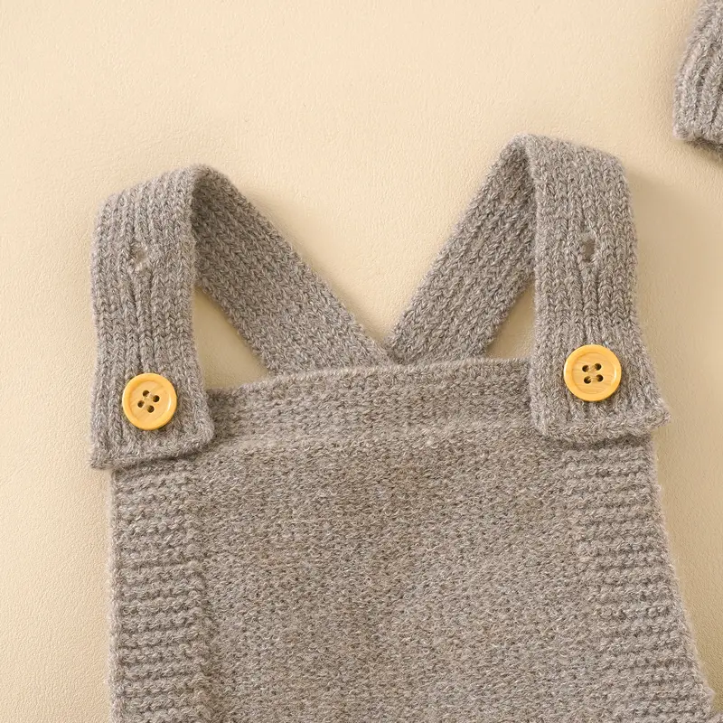 Baby Romper Sets Knitted Newborn Boys Girls Jumpsuit Sleeveless Autumn Infant Kid Sling Clothes Hat 0-18M Fashion Solid Overalls
