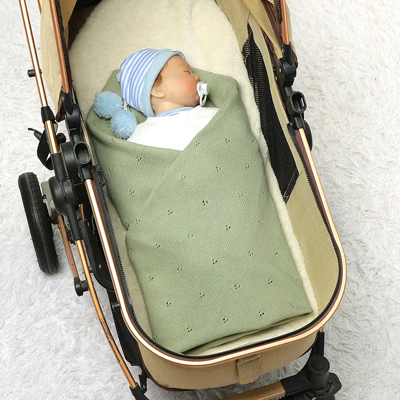 Baby Blanket Cotton Knit Infant Boys Girls 90*70CM Super Soft Newborn Stroller Swaddling Wrap Fashion Solid Crib Plaid Sleepsack
