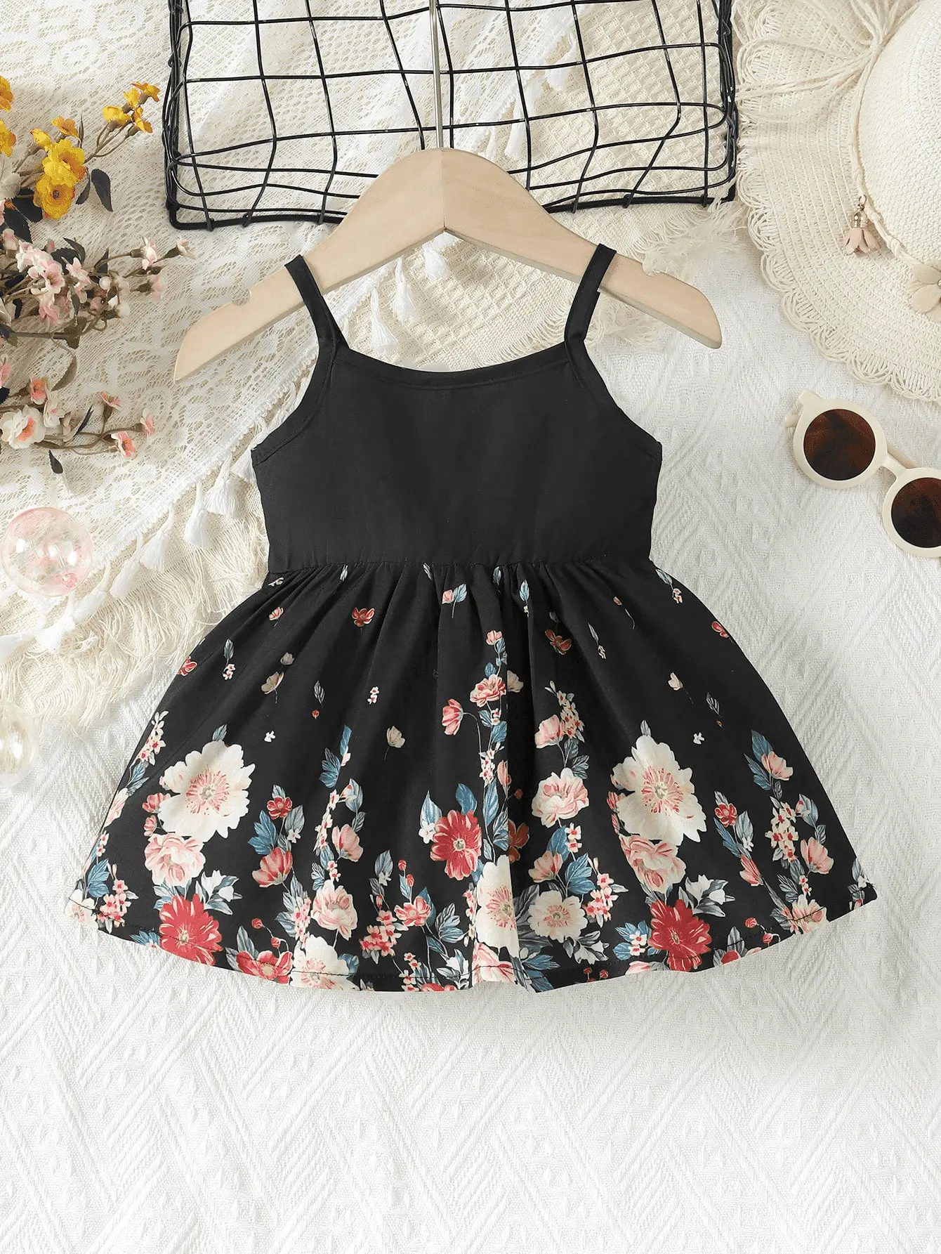 0-2 Year Old Newborn Baby Girl Simple Suspender Printed Cotton Digital Printed Dress