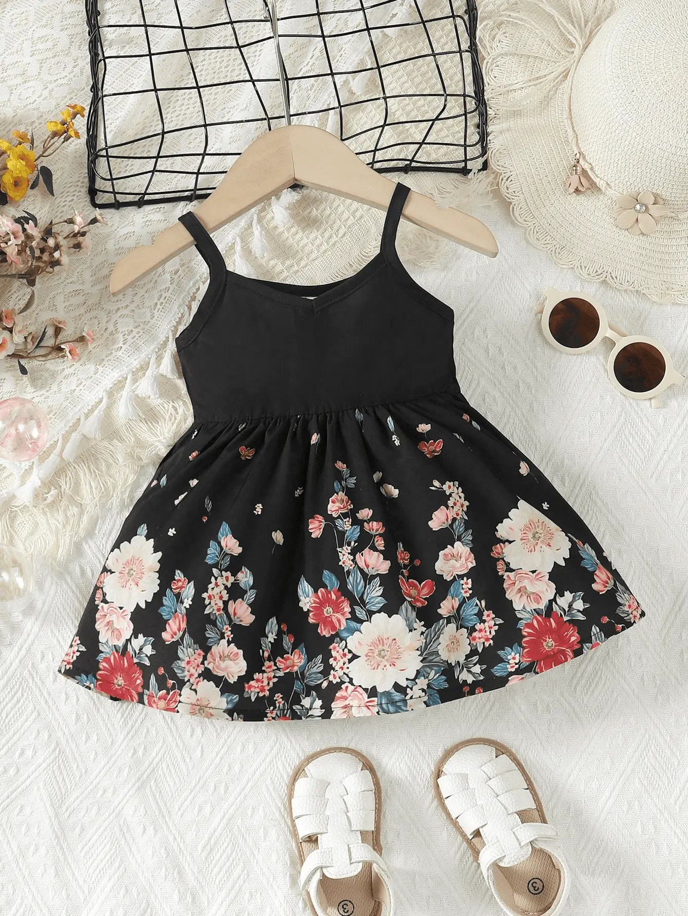 0-2 Year Old Newborn Baby Girl Simple Suspender Printed Cotton Digital Printed Dress