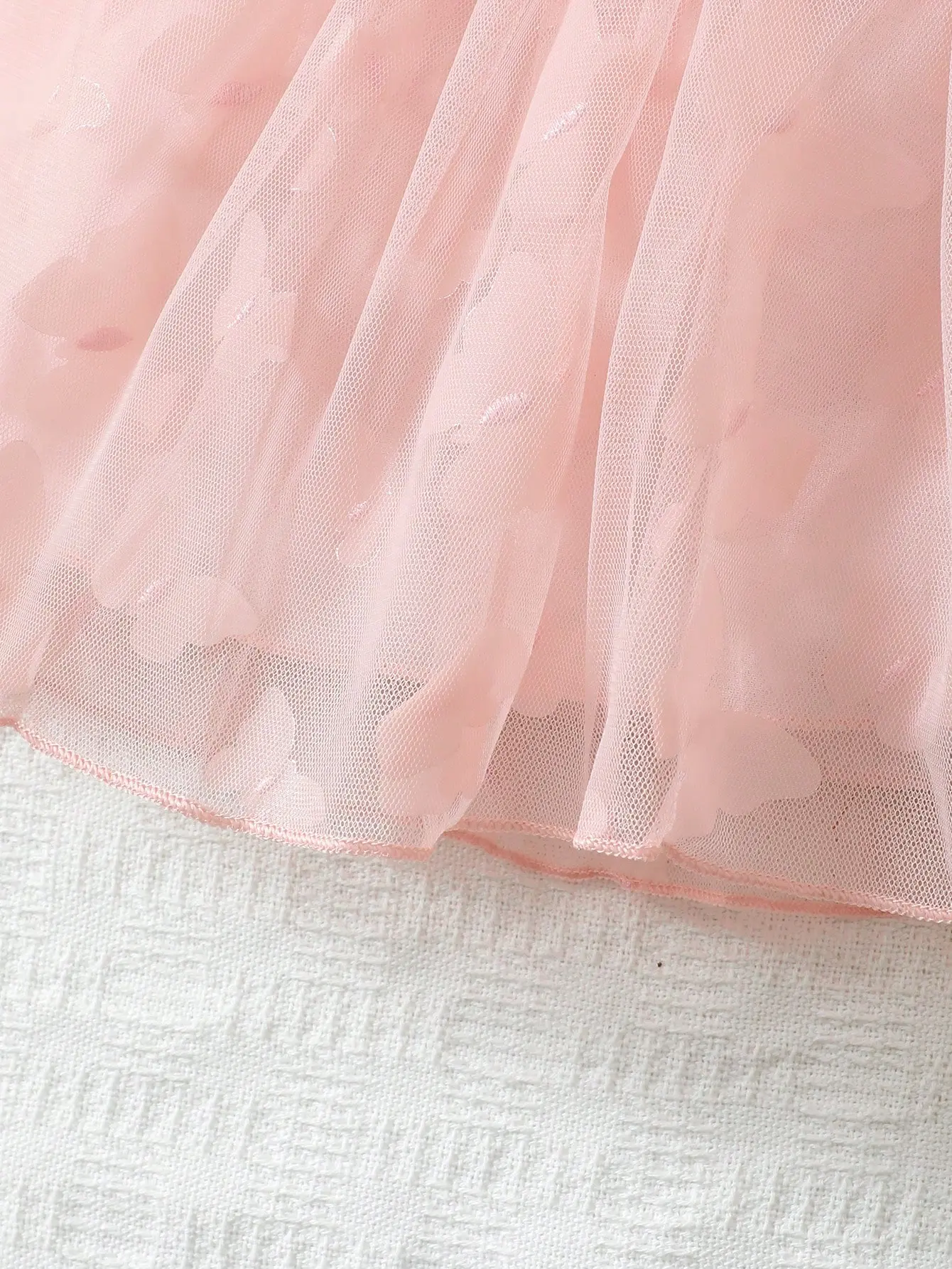 summer Baby Girl Bow Front Ruffle Trim Mesh Overlay Hem Dress With Headband