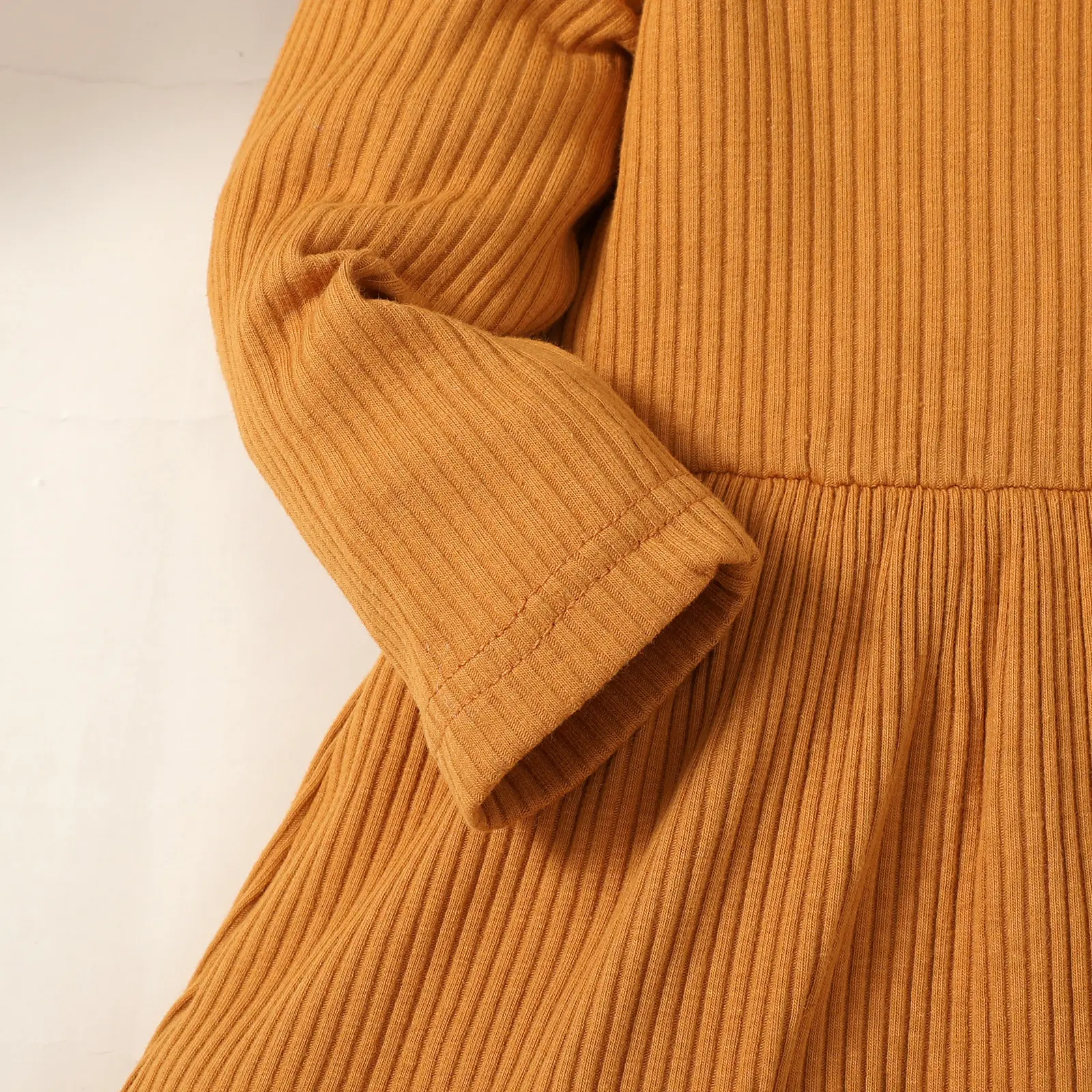 0-2-year-old newborn baby girls spring and autumn brown long-sleeved high-necked cute dress