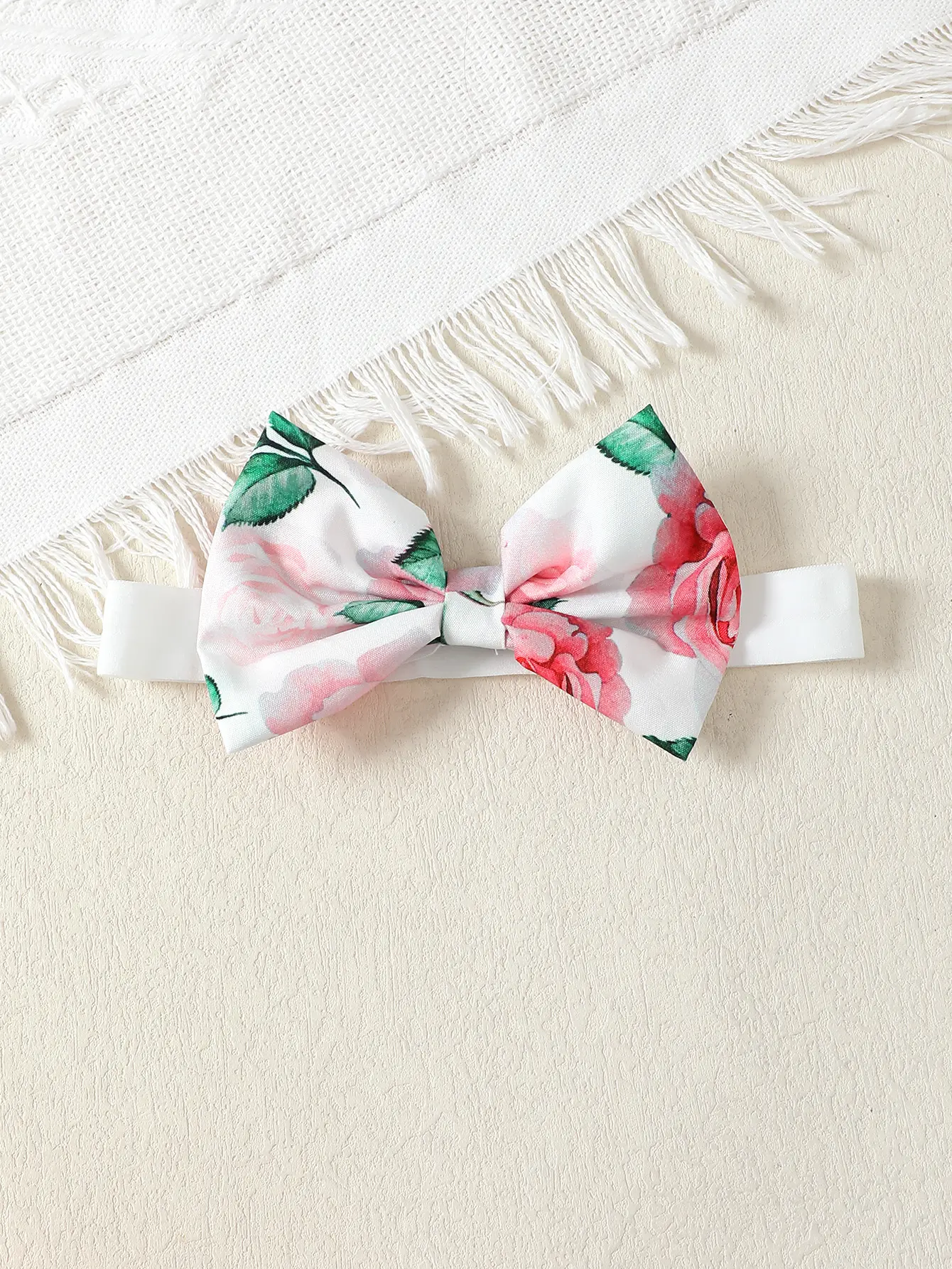 0-2 Year Old Baby Girl Summer Fashion Three Piece Headband Top Printed Shorts Set