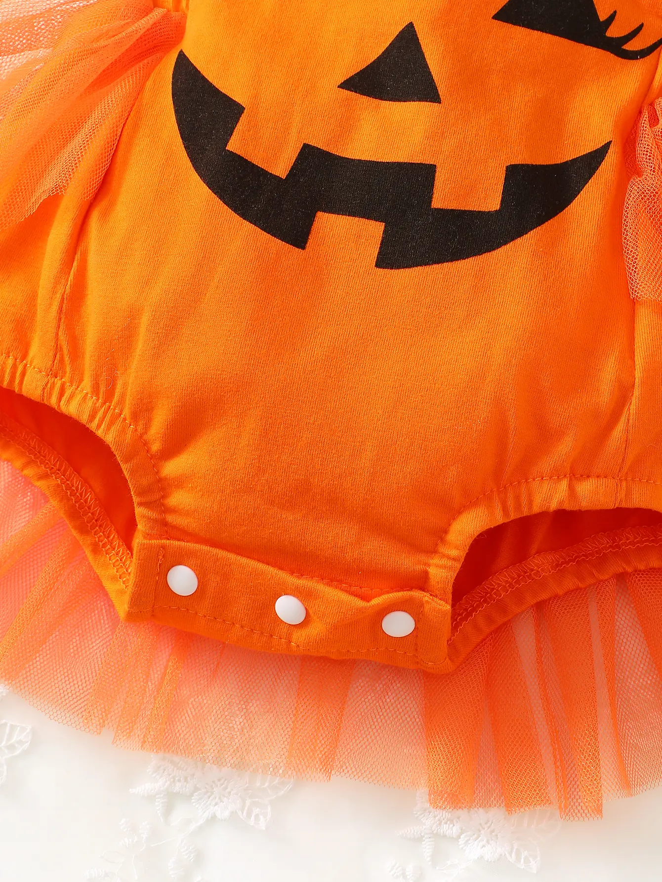 Baby Girl Cute And Sweet Pumpkin Shaped Patchwork Mesh Dress