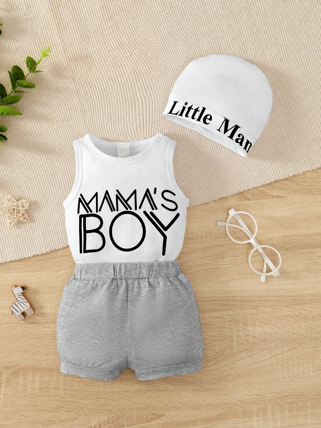Summer Baby Boy Letter Graphic Bodysuit & Shorts