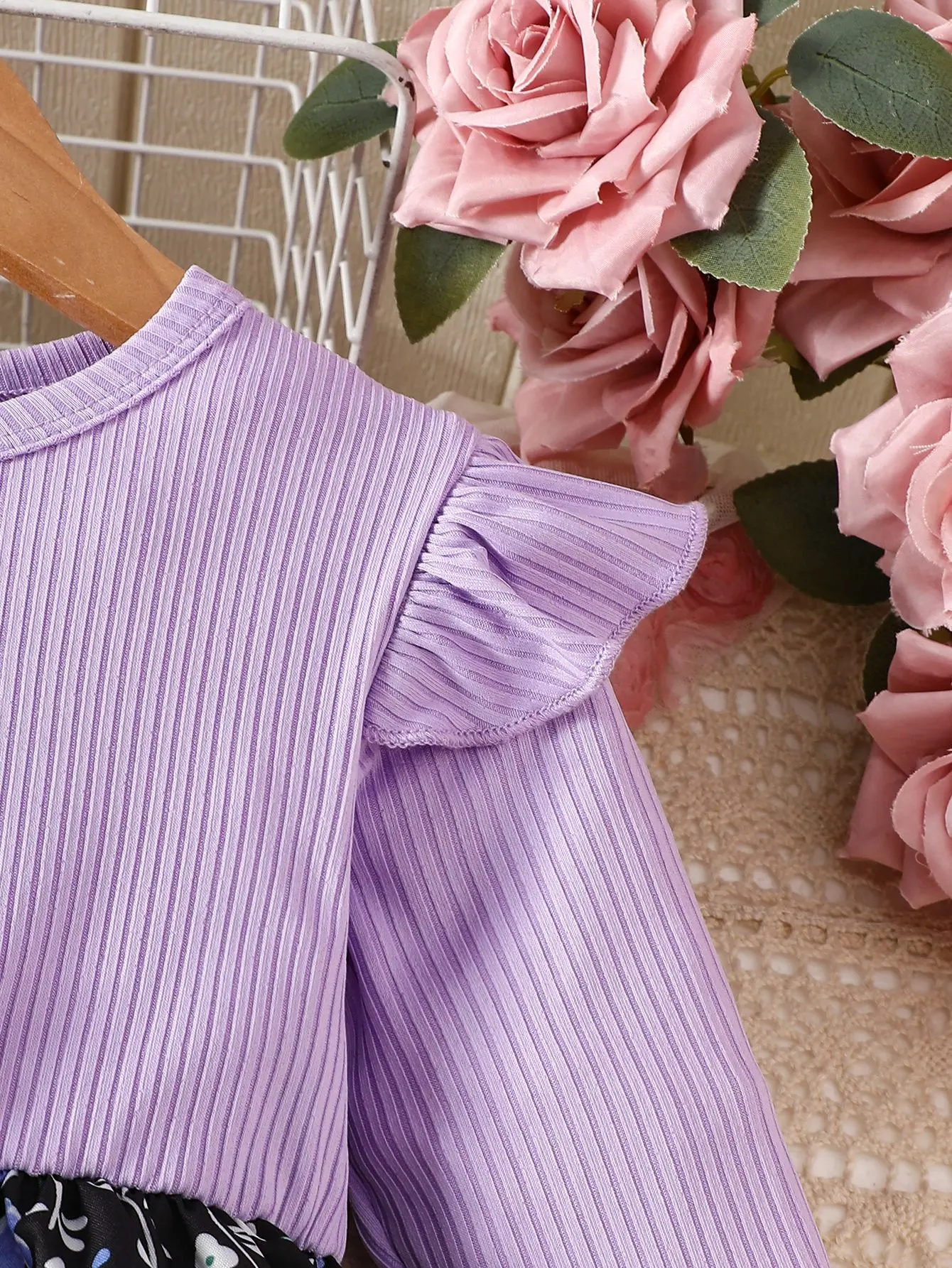 New Baby Girl Long Sleeved Round Neck Casual Simple Flower Print Dress