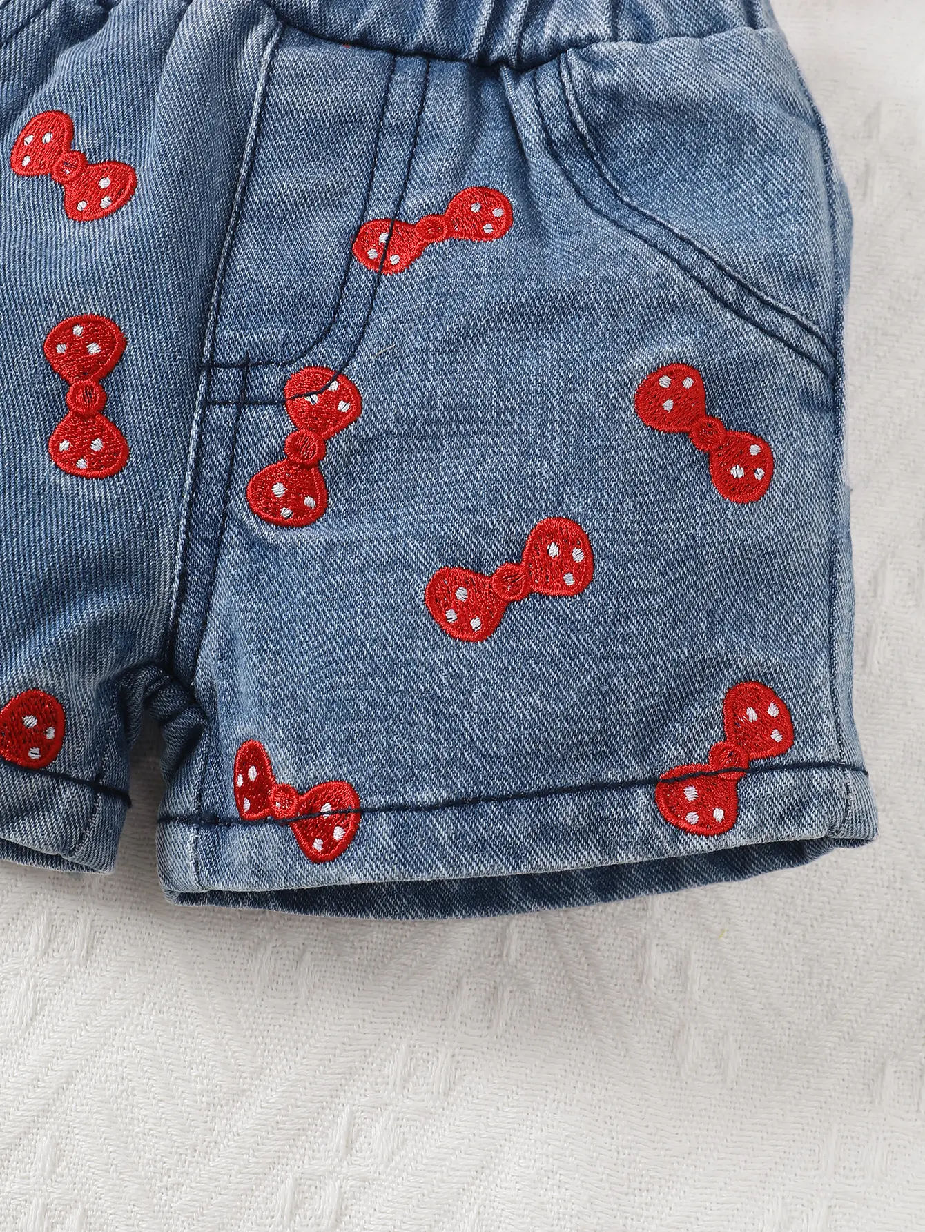 0-2 Year Old Baby Girl Summer Fashion Two-Piece Suspender Top Denim Shorts Set