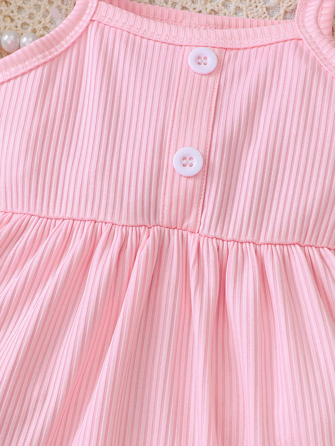 New Fashion Summer Baby Girl Solid Color Simple Casual Home Pit Pattern Hanging Strap Dress
