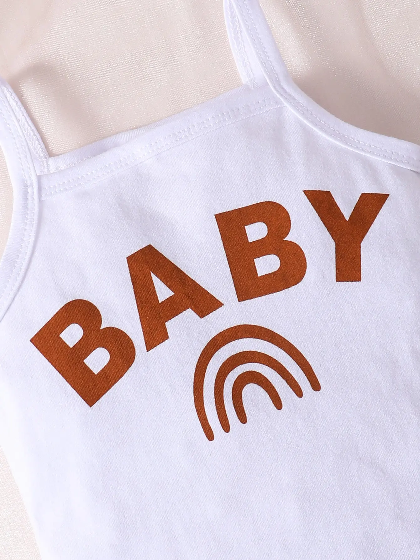 Summer Baby Girl Letter Graphic Cami Bodysuit & Paperbag Waist Shorts & Headband