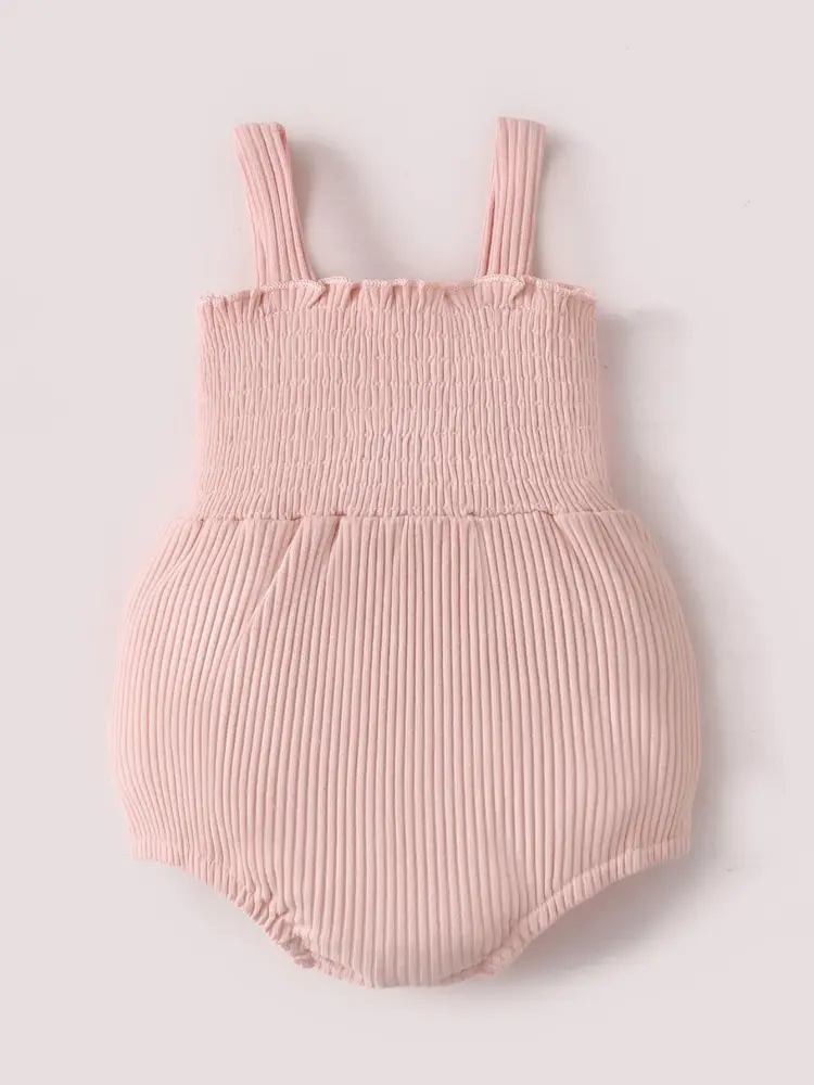 Infant And Toddler Summer Fashionable Pink Camisole Jumpsuit