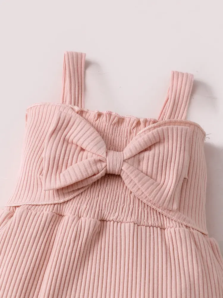 Infant And Toddler Summer Fashionable Pink Camisole Jumpsuit