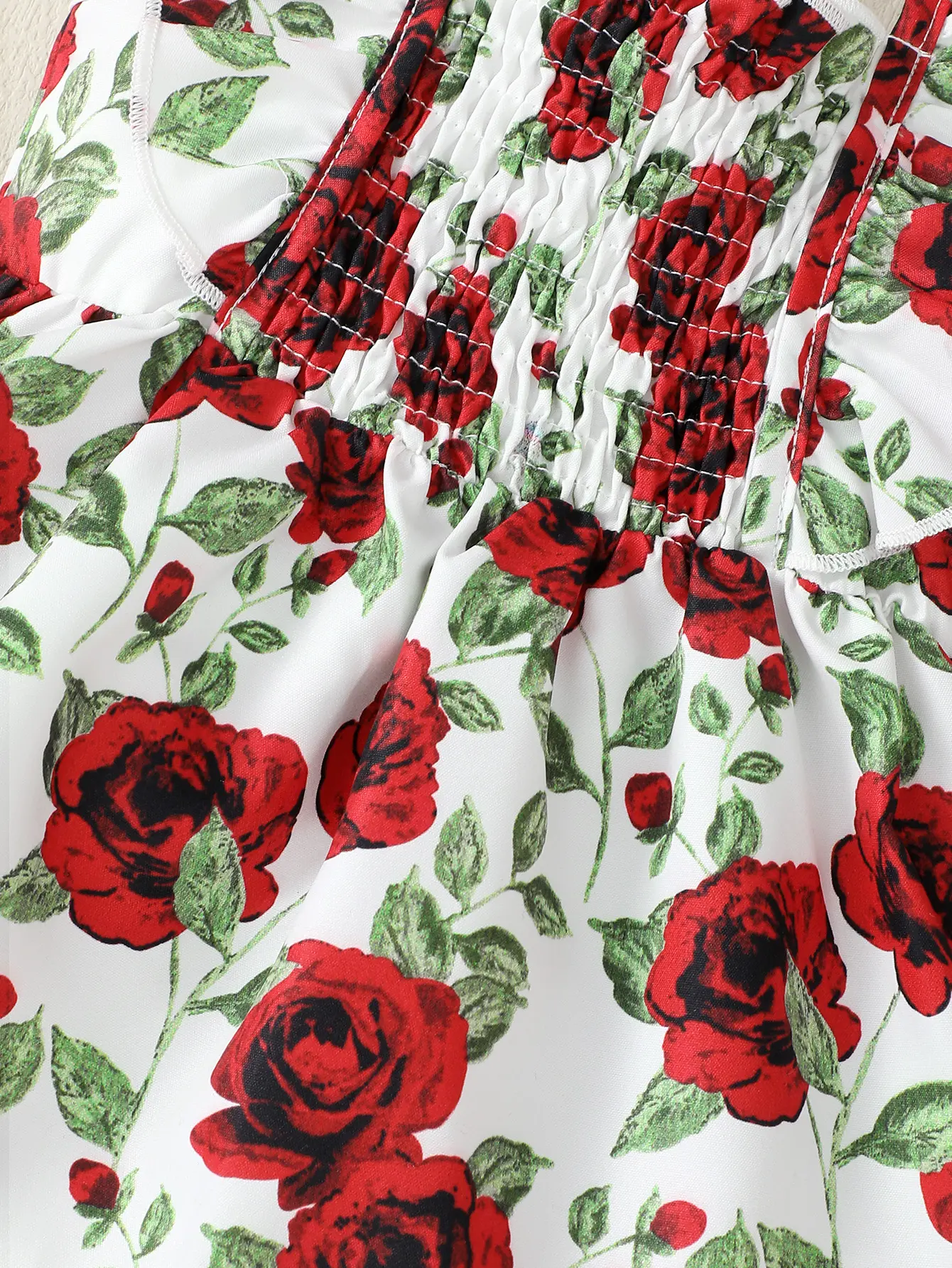 0-2 Year Old Newborn Girl Rose Digital Print Flying Sleeves Bow Dress