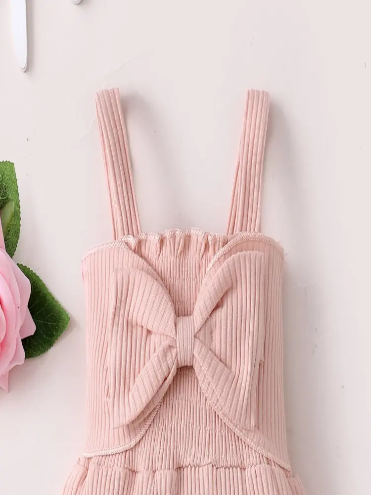 Infant And Toddler Summer Fashionable Pink Camisole Jumpsuit