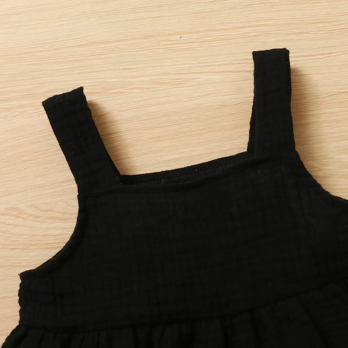 Baby girl black elastic halter top sunflower print shorts suit