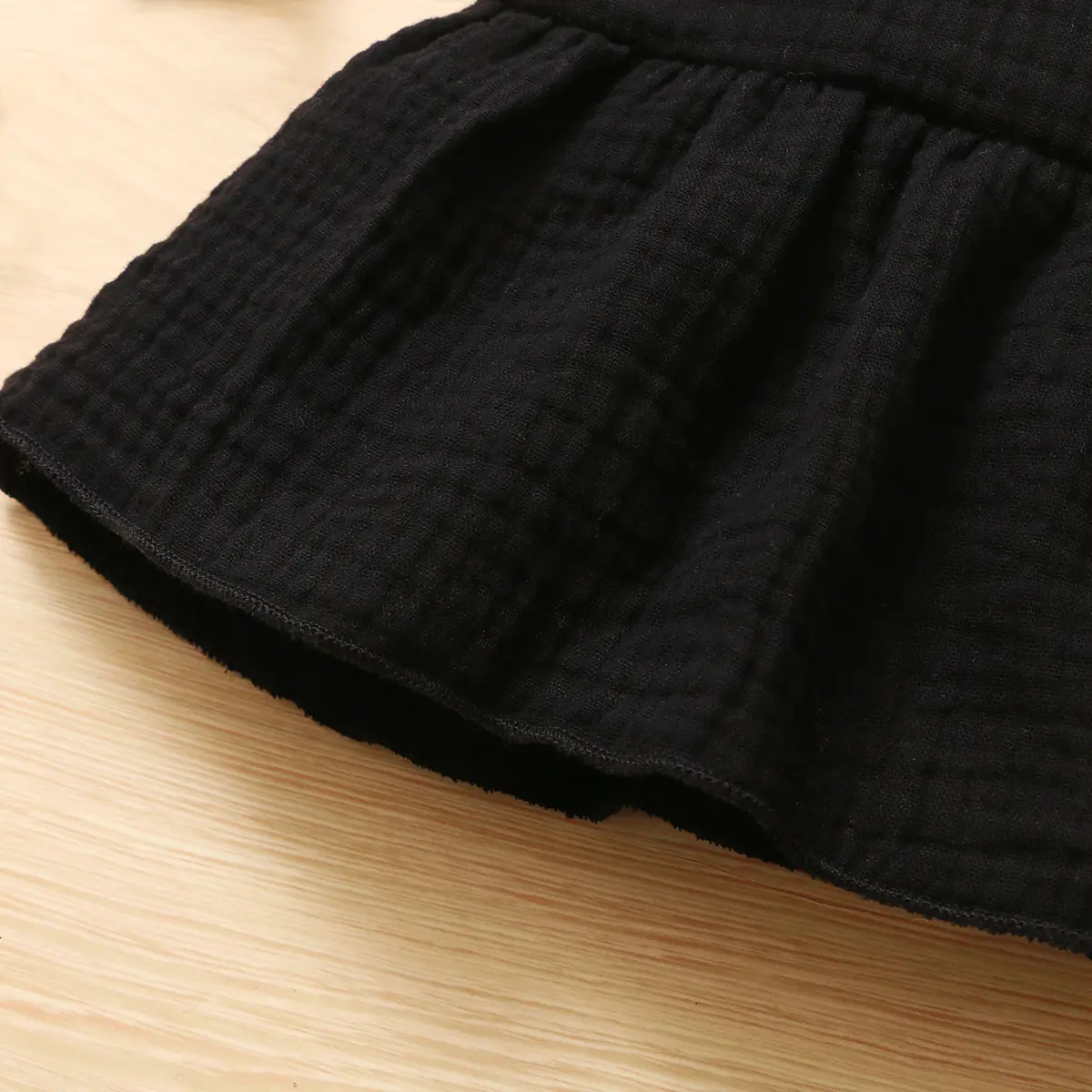 Baby girl black elastic halter top sunflower print shorts suit