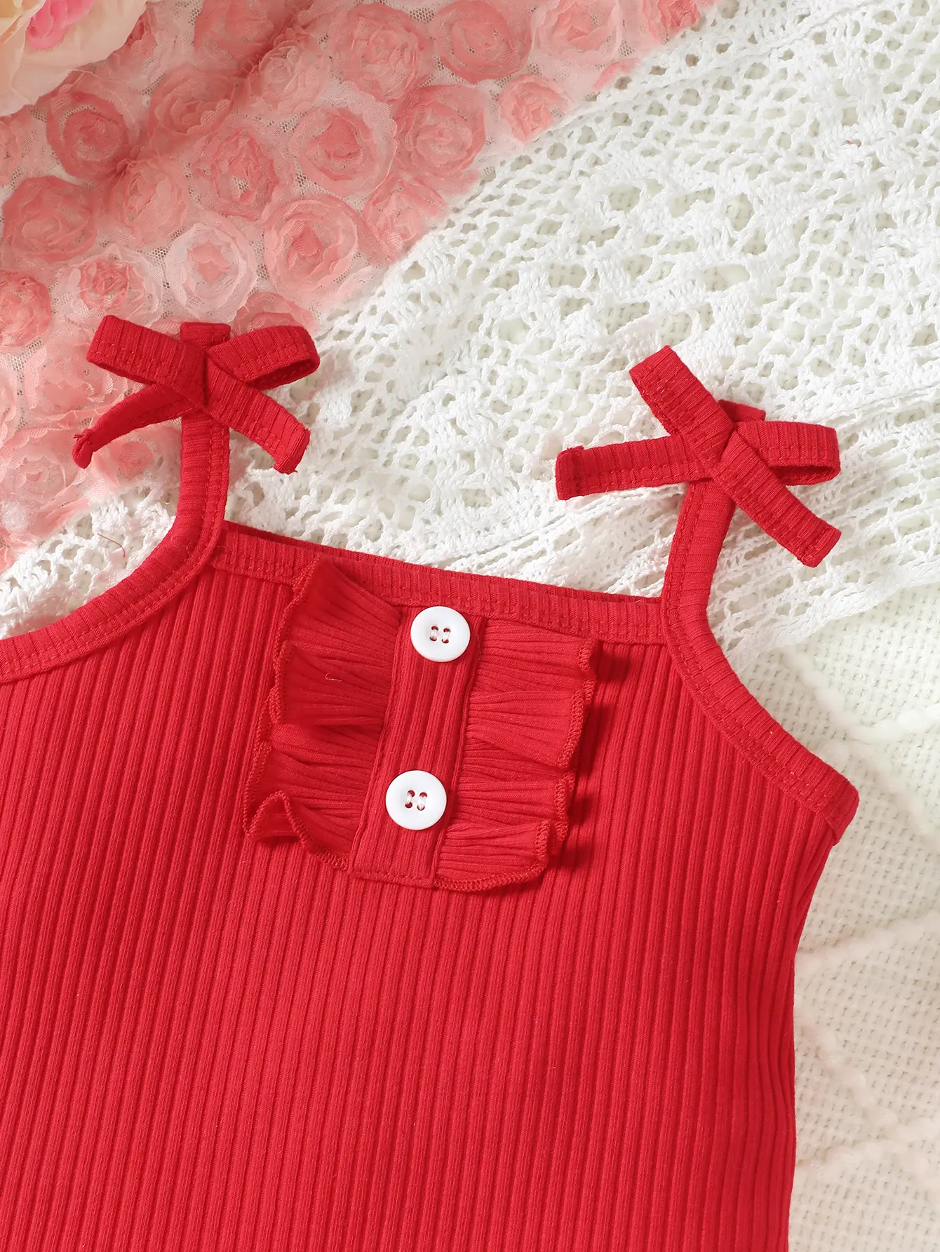 0-2 Year Old Baby Girl With Bow Summer Suspender Cotton Digital Print Bow Casual Minimalist Set Baby Clothes