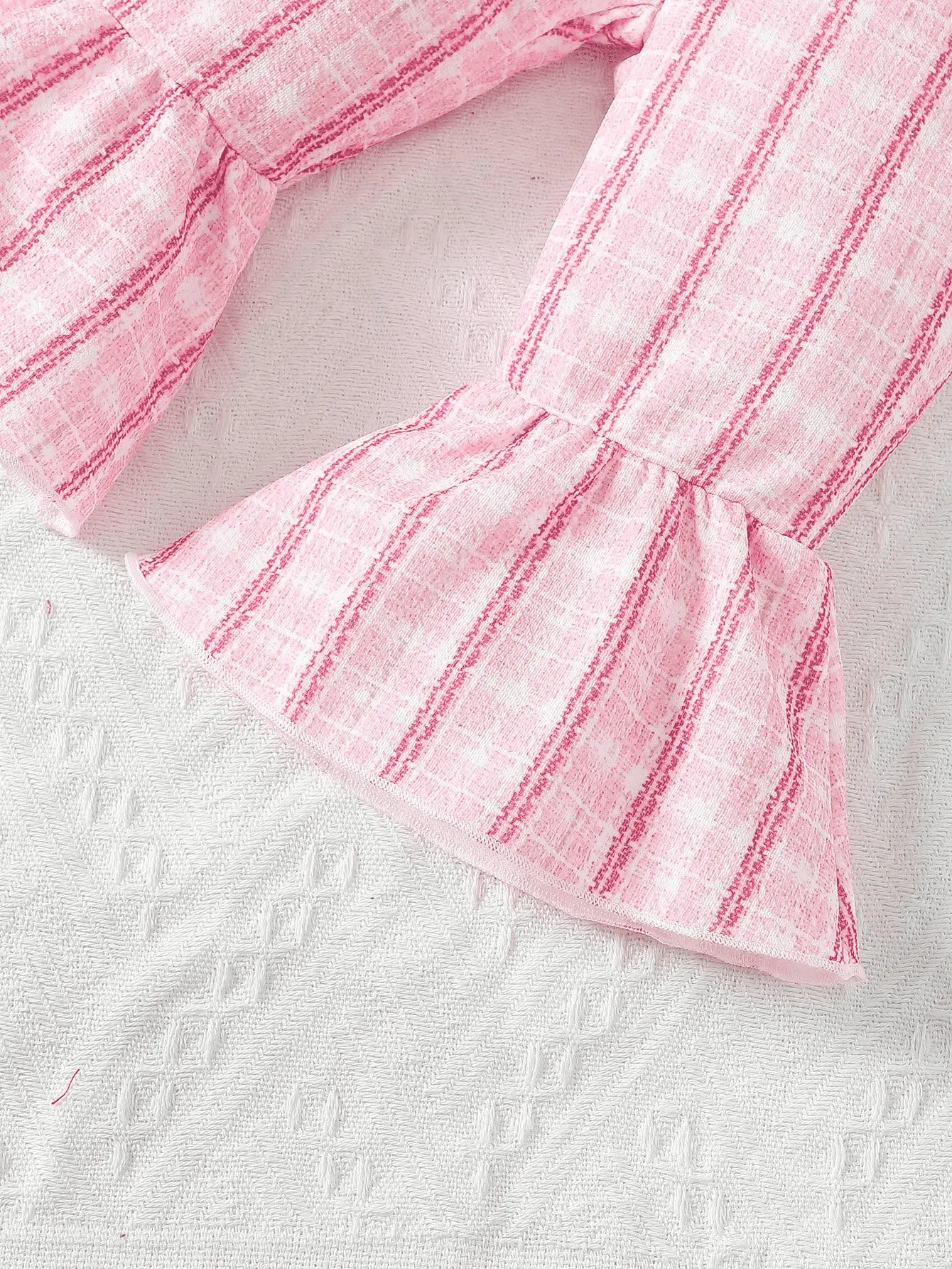 0-3-year-old Newborn Children's Spring and Autumn Round Neck Spliced Fake Two Piece Long Sleeves with Flare Legged Pants Fashion