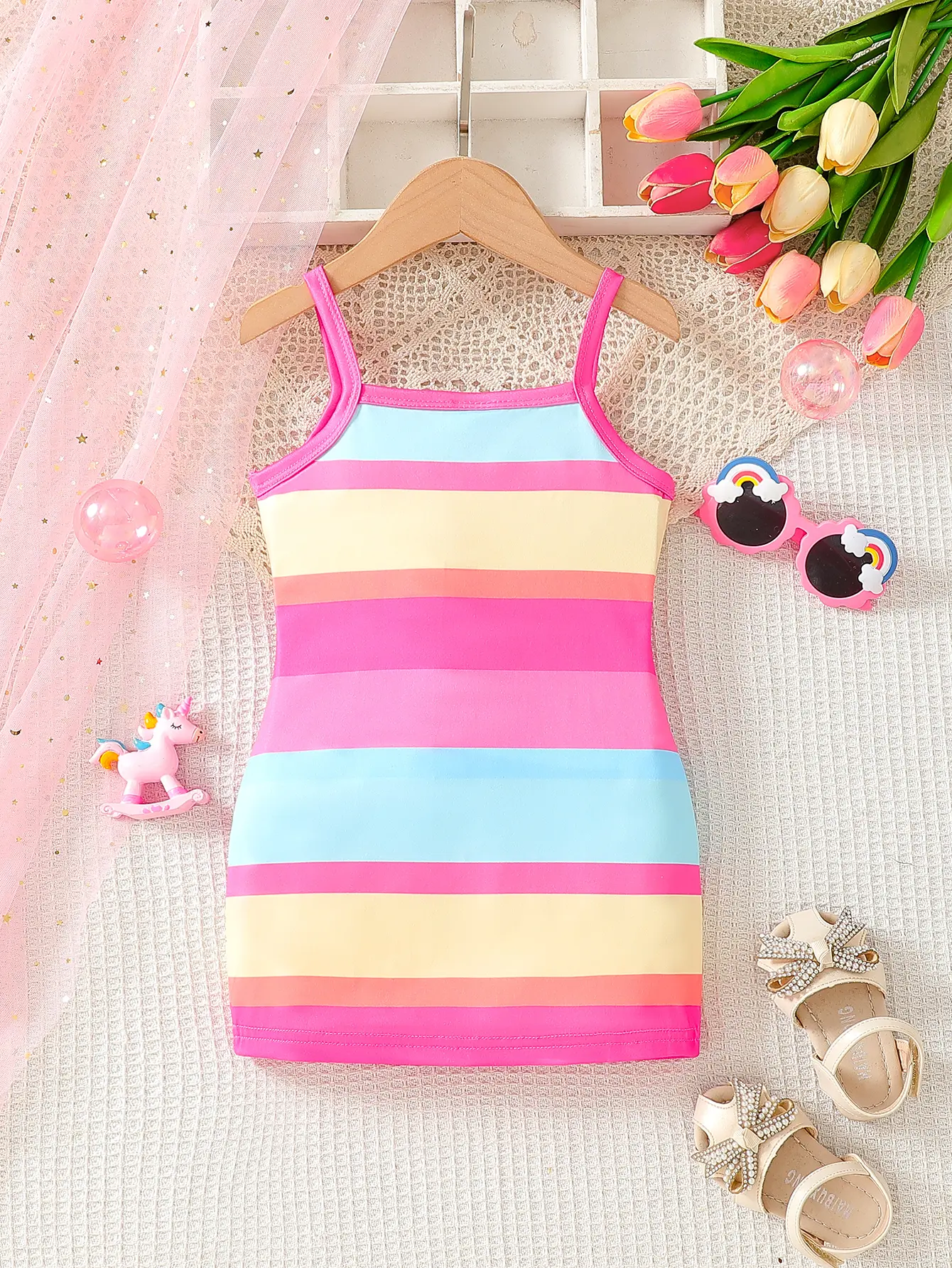 Baby Girl Summer Cute Cartoon Unicorn Tight Strap Digital Printed Bag Hip Skirt