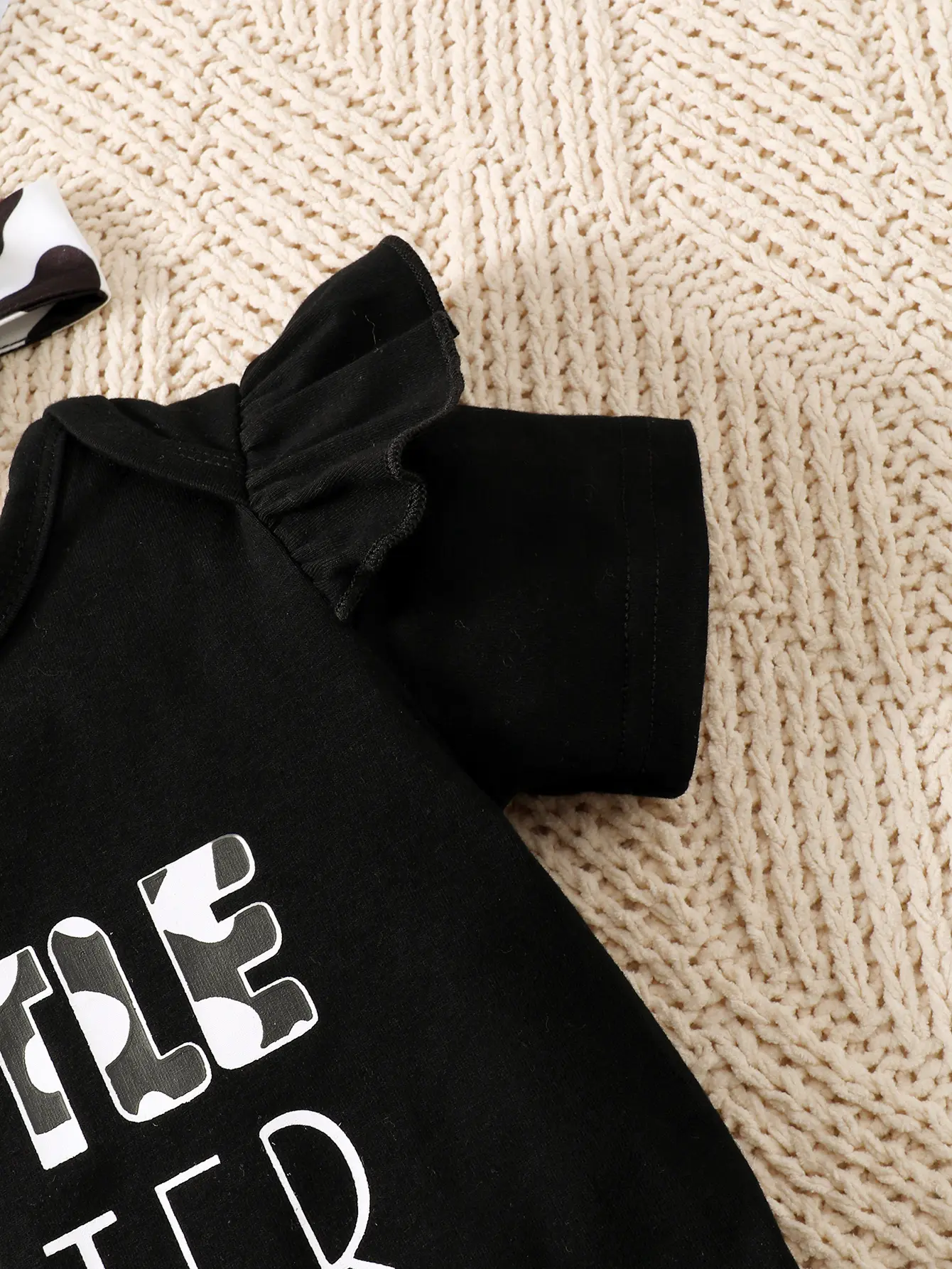 0-2 Year Old Baby Summer Bow Casual Set With Letter Printed Short Sleeved Cotton Round Neck Digital Printed Baby Clothes