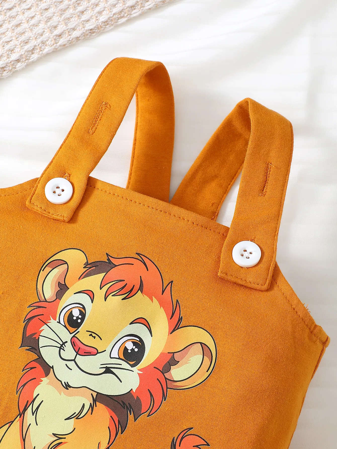 Newborn Baby Boys' Cute Lion Patterned Strap Romper And Hat, Summer