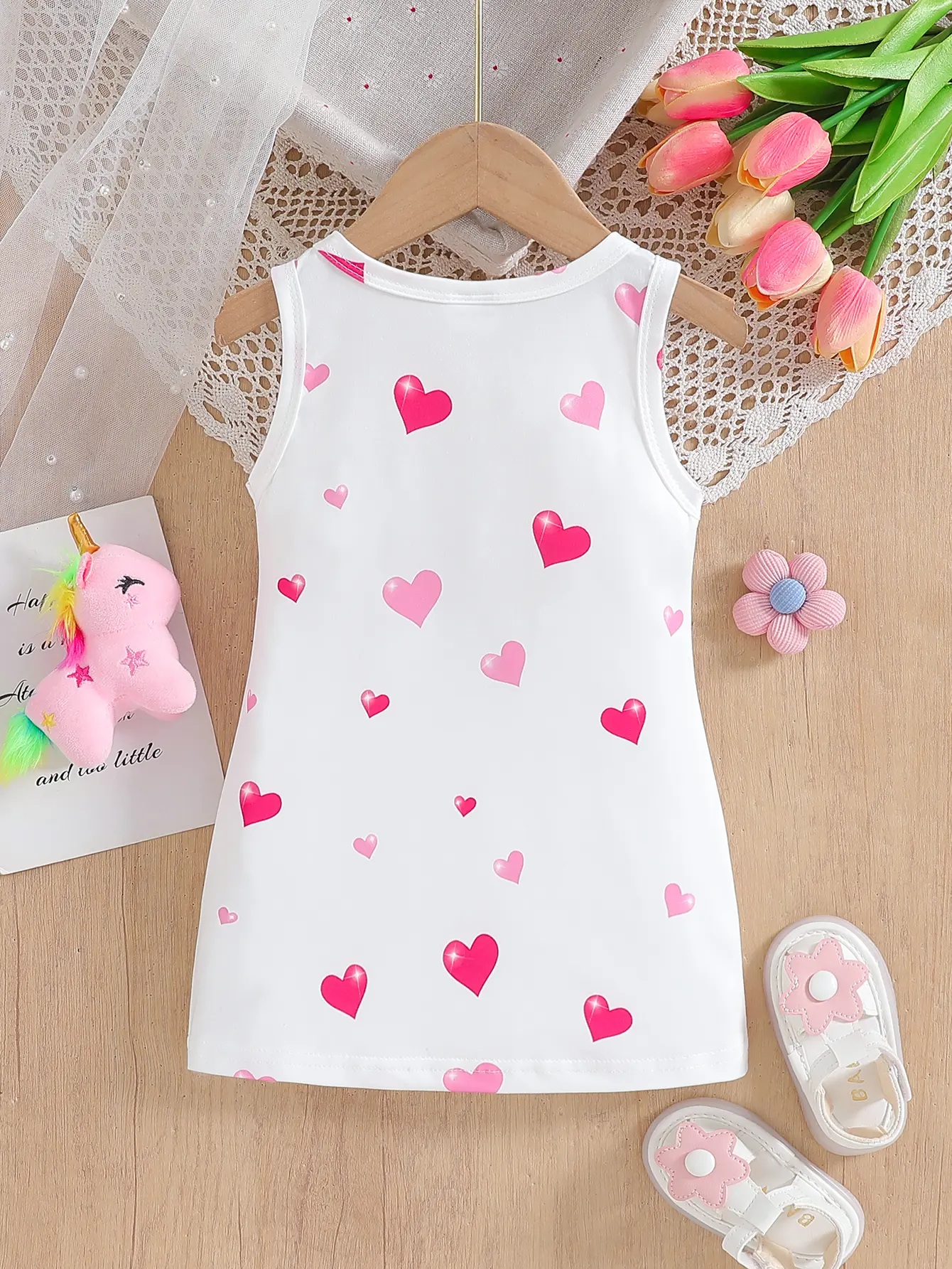 Baby Girl Summer Cute Unicorn Love Positioning Printed Slimming Dress